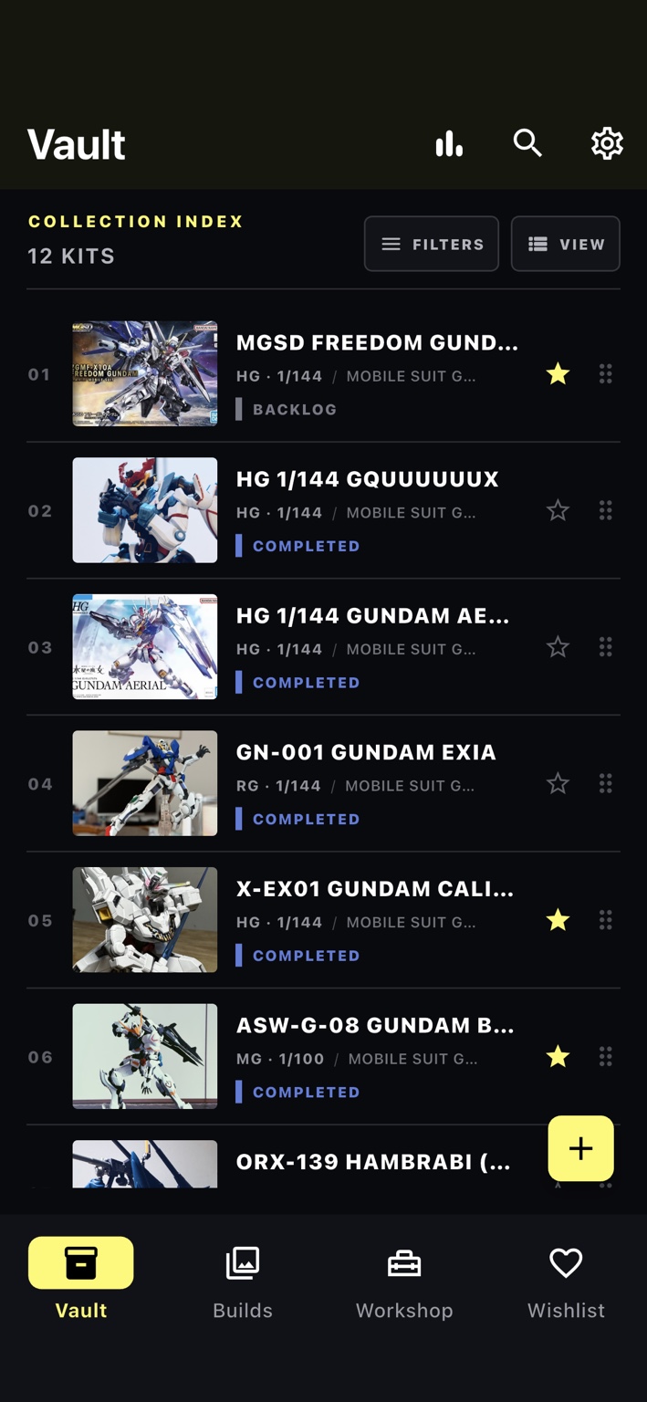 SprueVault Vault list view